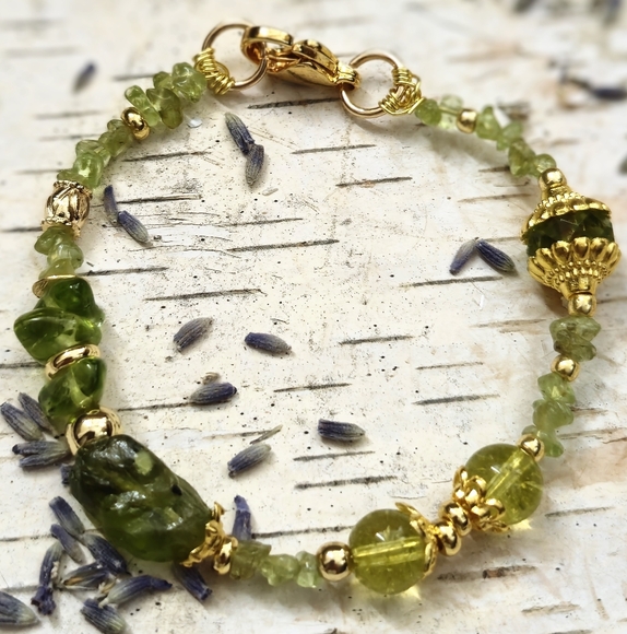 Sweet Arizona Peridot In Dainty Gold Plated Bracelet - Picture 5 of 7